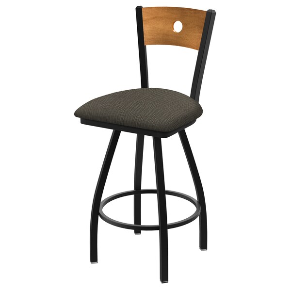 36" Swivel Counter Stool, Nickel Finish, Med Back, Graph Chalice Seat